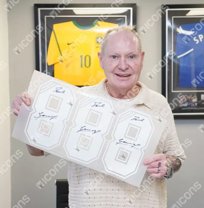 Icons Paul Gascoigne Official UEFA Champions League Back Signed And Hero Framed Rangers 2016-17 Home Shirt