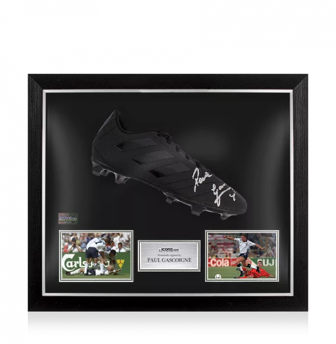 icons Paul Gascoigne Signed Black Adidas Blackout Boot In Bubble Frame: Option 1