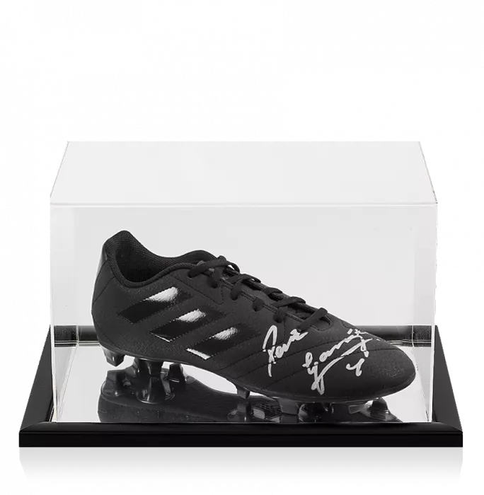 icons Paul Gascoigne Signed Black Adidas Blackout Boot In Acrylic Case