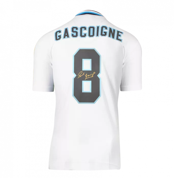 Icons Paul Gascoigne Signed England 1996 Home Shirt With Fan Style Number In Hero Frame: Option 1