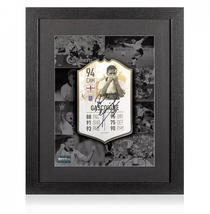 icons Paul Gascoigne Signed England FIFA Ultimate Team Card In Black Wooden Frame