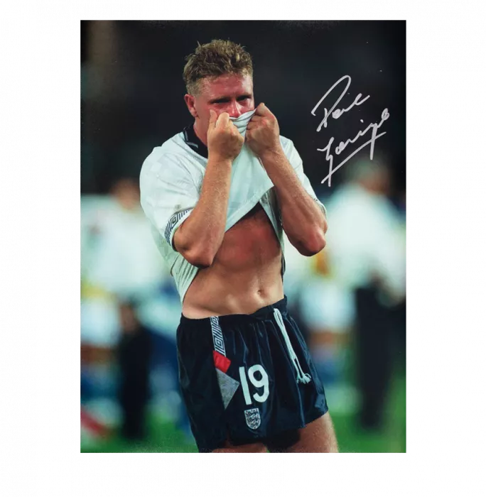 icons Paul Gascoigne Signed England Photo: 1990 FIFA World Cup Hero