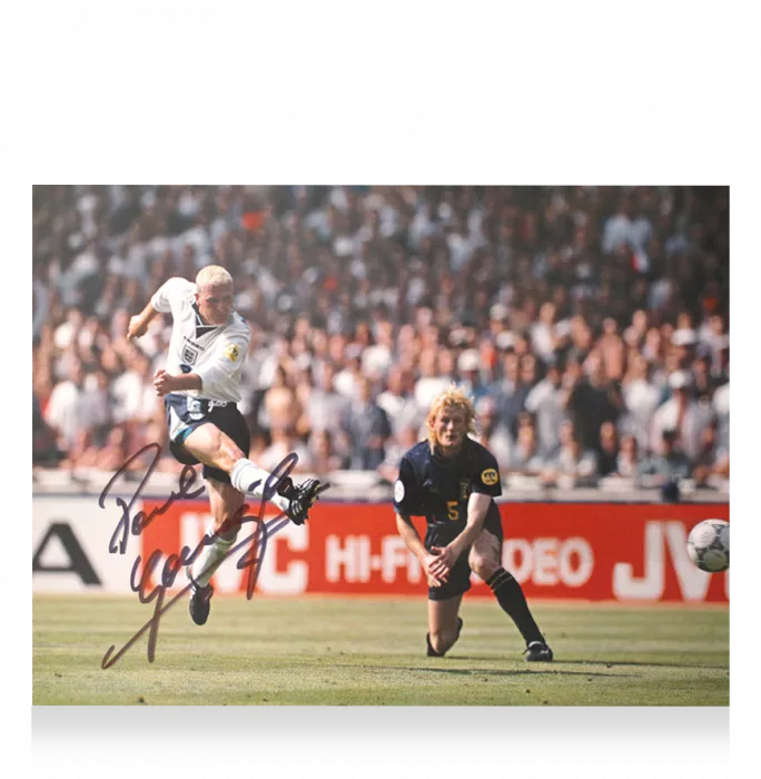 Icons Paul Gascoigne Signed England Photo In Premium Photo Frame: Vs Scotland EURO 96 Goal