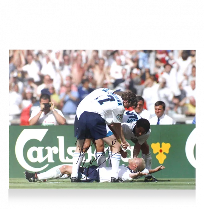 Icons Paul Gascoigne Signed England Photo In Premium Photo Frame: Dentist Chair Celebration