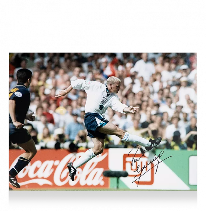 Icons Paul Gascoigne Signed England Photo: Legendary UEFA EURO 1996 Goal Vs Scotland