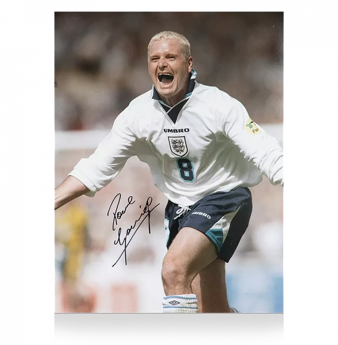 Icons Paul Gascoigne Signed England Photo: UEFA EURO 96 Celebration