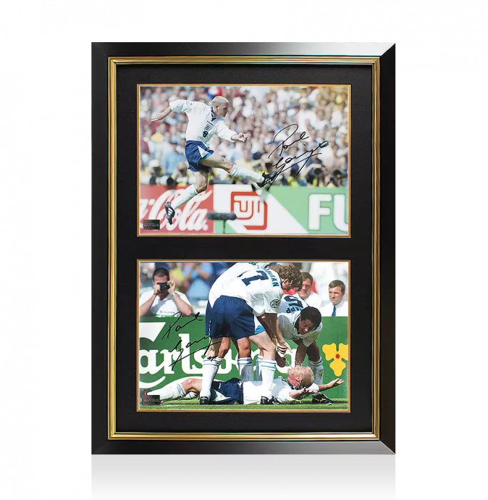 Icons Paul Gascoigne Signed England Photos In Dual Photo Frame