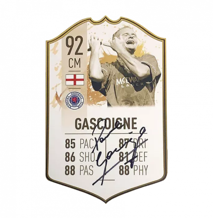 Icons Paul Gascoigne Signed Rangers FIFA Ultimate Team Card In Black Wooden Frame