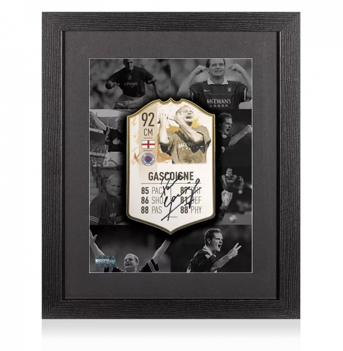 Icons Paul Gascoigne Signed Rangers FIFA Ultimate Team Card In Black Wooden Frame