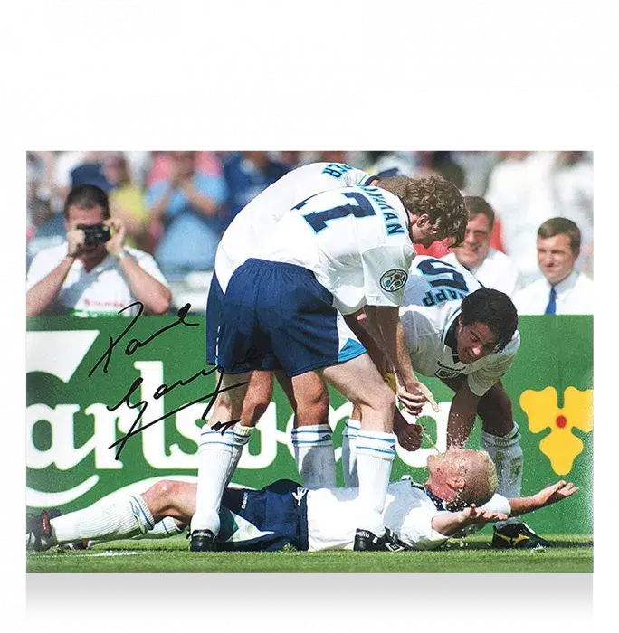 Icons Paul Gascoinge Signed England Photo: Iconic Dentist Chair Celebration Vs Scotland