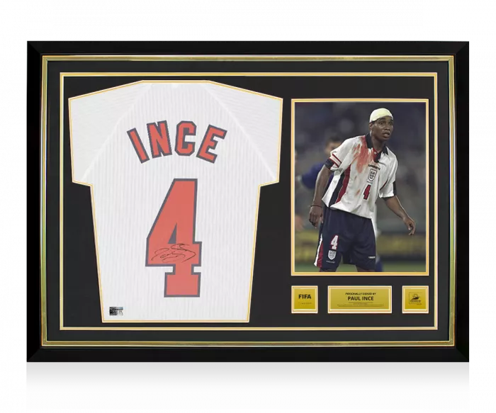 icons Paul Ince Official 1998 FIFA World Cup™ Back Signed and Hero Framed England 1998 Home Shirt