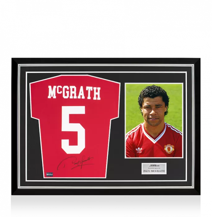 icons Paul McGrath Back Signed Modern Manchester United Home Shirt Home Shirt In Hero Frame: Option 1