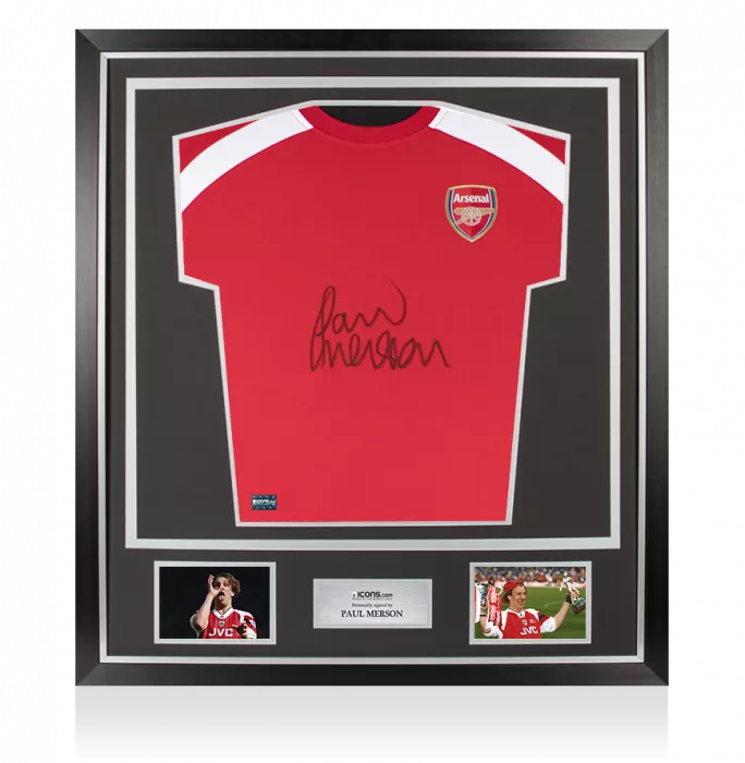 icons Paul Merson Front Signed Arsenal T-Shirt In Classic Frame