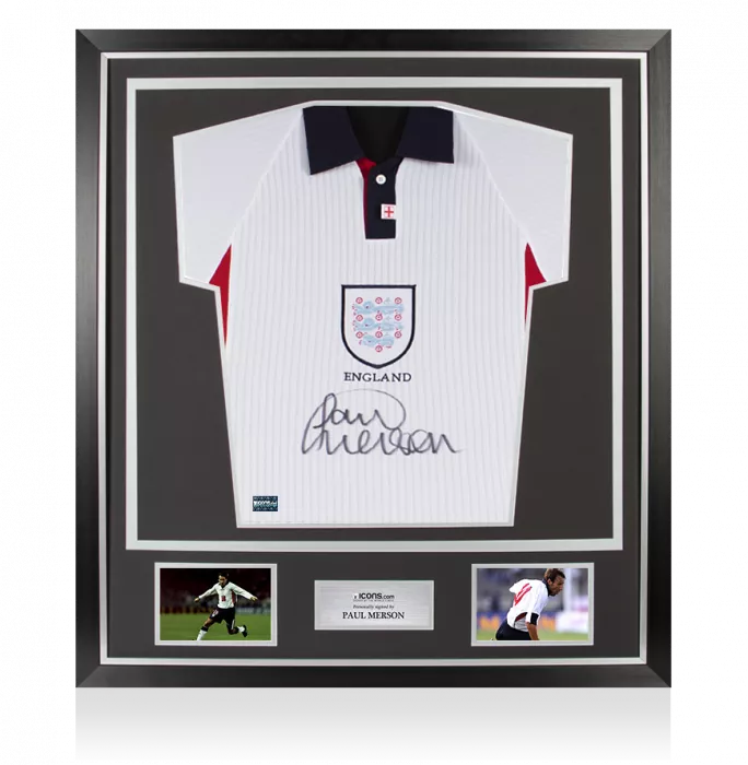 icons Paul Merson Front Signed England 1998 Home Shirt In Classic Frame