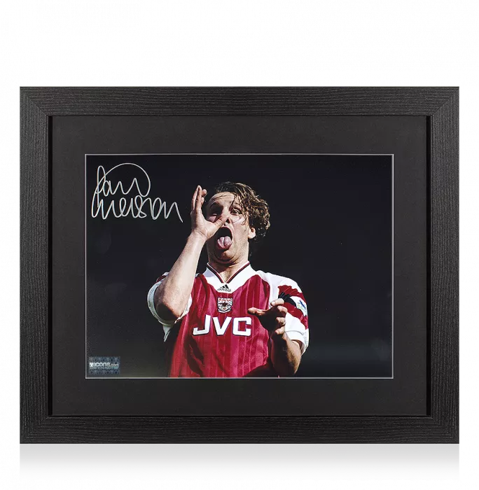 icons Paul Merson Signed Arsenal Photo In Black Wooden Frame: Legendary Celebration