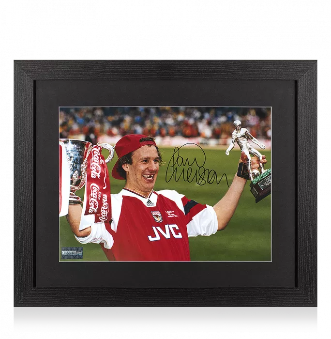 icons Paul Merson Signed Arsenal Photo In Black Wooden Frame: 1993 League Cup Winner