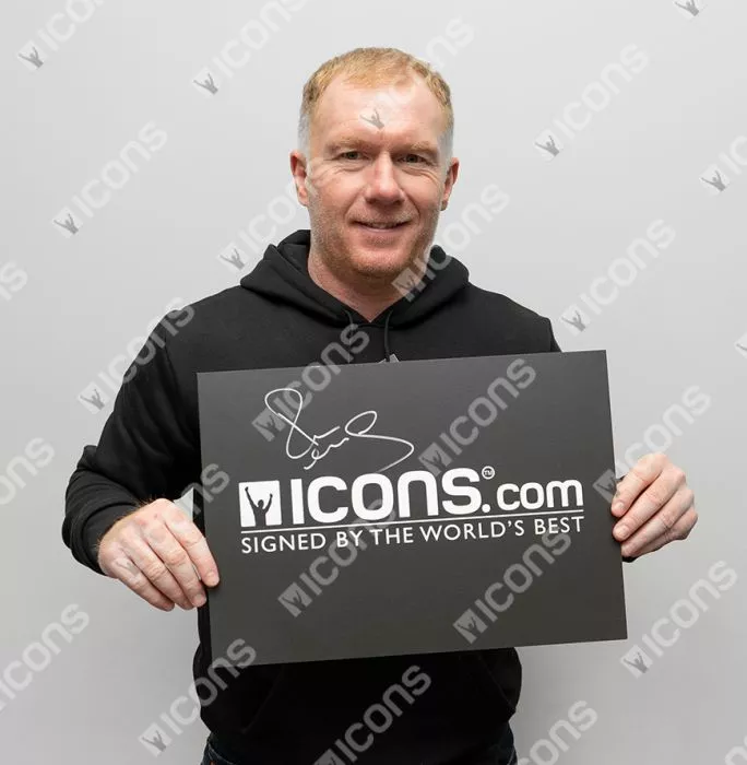 Icons Paul Scholes Back Signed 1999 Manchester United Home Shirt: UCL Edition In Deluxe Packaging