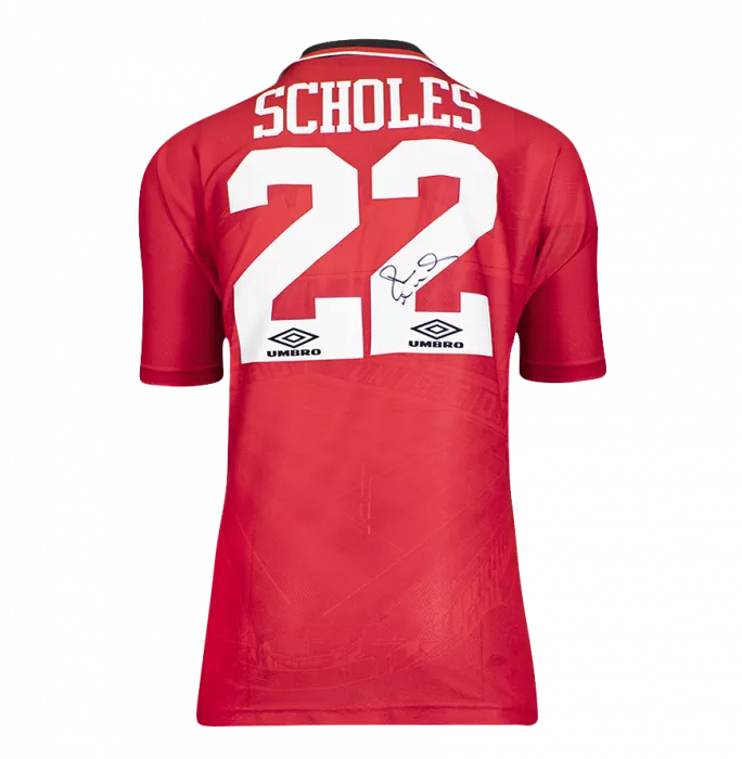 icons Paul Scholes Back Signed Manchester United 1994-96 Home Shirt