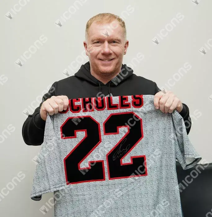 Icons Paul Scholes Back Signed Manchester United 1995-96 Away Shirt