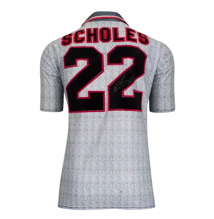 icons Paul Scholes Back Signed Manchester United 1995-96 Away Shirt