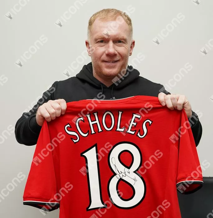 Icons Paul Scholes Back Signed Manchester United 2000-02 Home Shirt