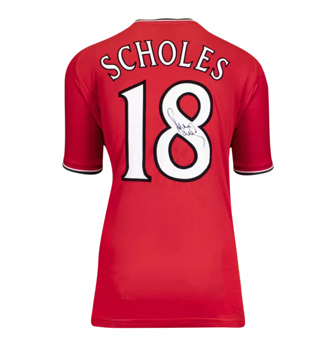 icons Paul Scholes Back Signed Manchester United 2000-02 Home Shirt