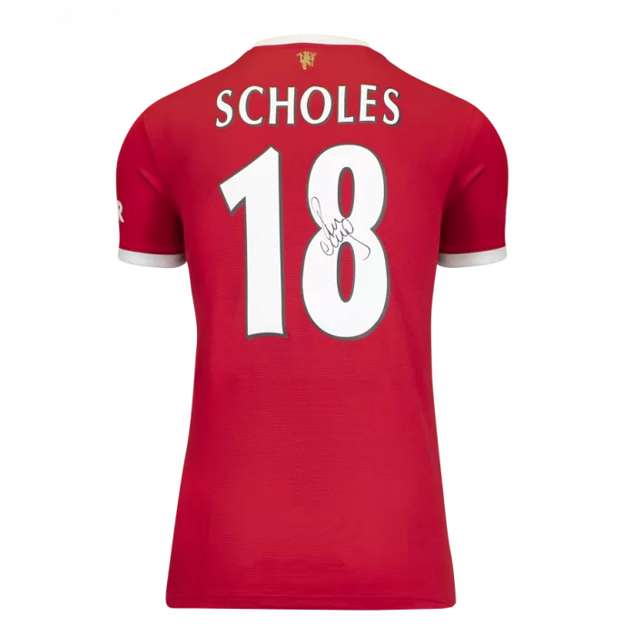 Icons Paul Scholes Back Signed Manchester United 2021-22 Home Shirt: Premier League Edition In Classic Frame