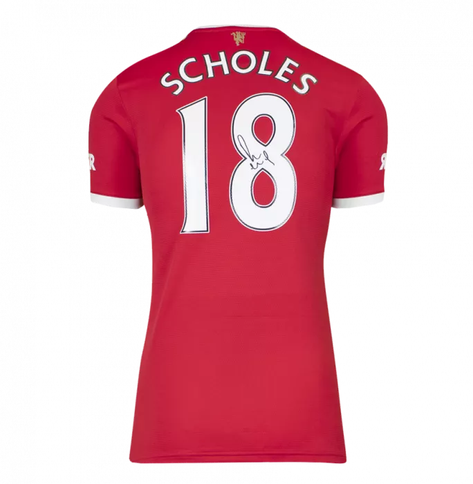 Icons Paul Scholes Back Signed Manchester United 2021-22 Home Shirt In Classic Frame