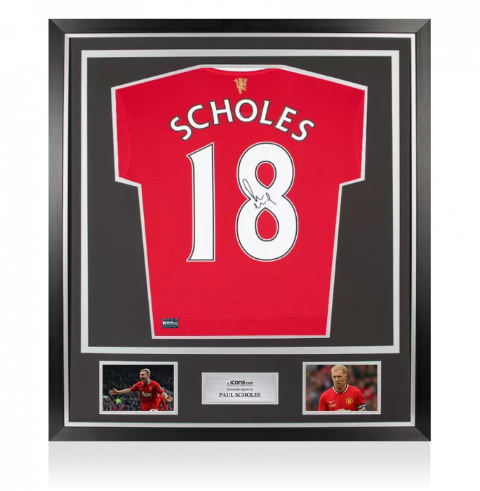 icons Paul Scholes Back Signed Manchester United 2021-22 Home Shirt In Classic Frame