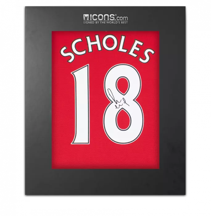 icons Paul Scholes Back Signed Manchester United 2021-22 Home Shirt In Deluxe Packaging