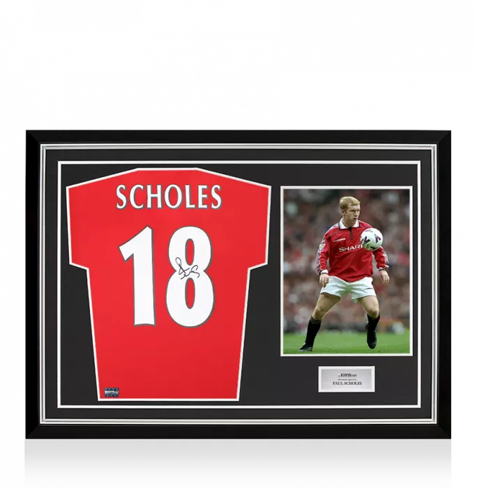 icons Paul Scholes Back Signed Manchester United 2022-23 Home Shirt In Hero Frame: Option 1