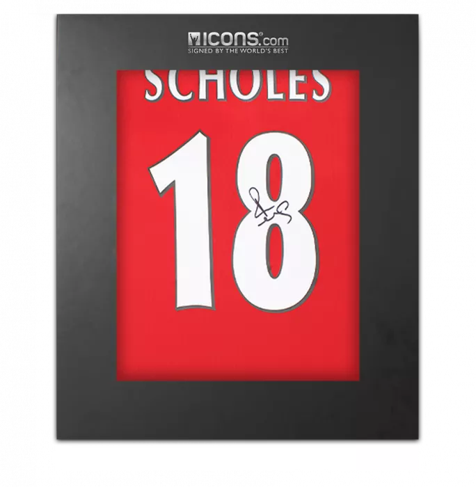 icons Paul Scholes Back Signed Manchester United 2022-23 Home Shirt In Deluxe Packaging