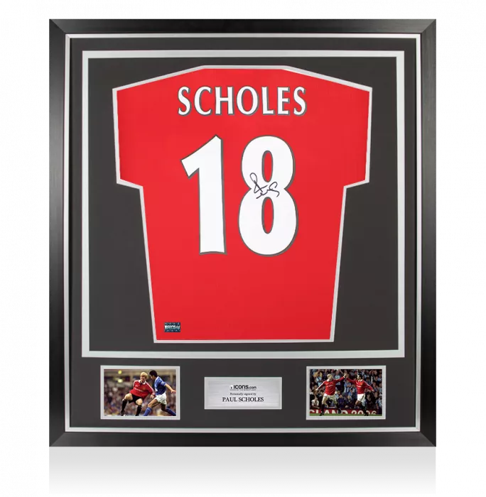 icons Paul Scholes Back Signed Manchester United 2022-23 Home Shirt In Classic Frame