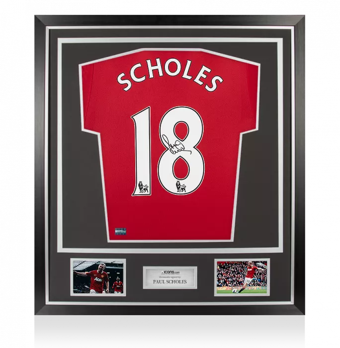 icons Paul Scholes Back Signed Modern Manchester United Home Shirt In Classic Frame