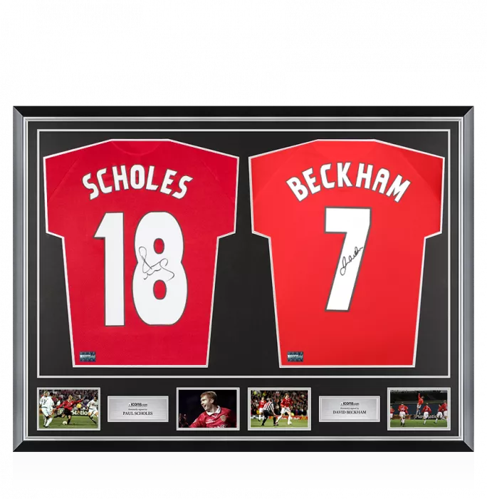 icons Paul Scholes & David Beckham Signed Manchester United Shirts In Classic Dual Frame