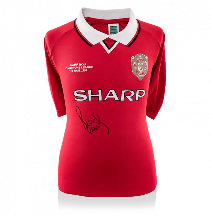 icons Paul Scholes Front Signed Manchester United 1999 Home Shirt: UEFA Champions League Final Edition
