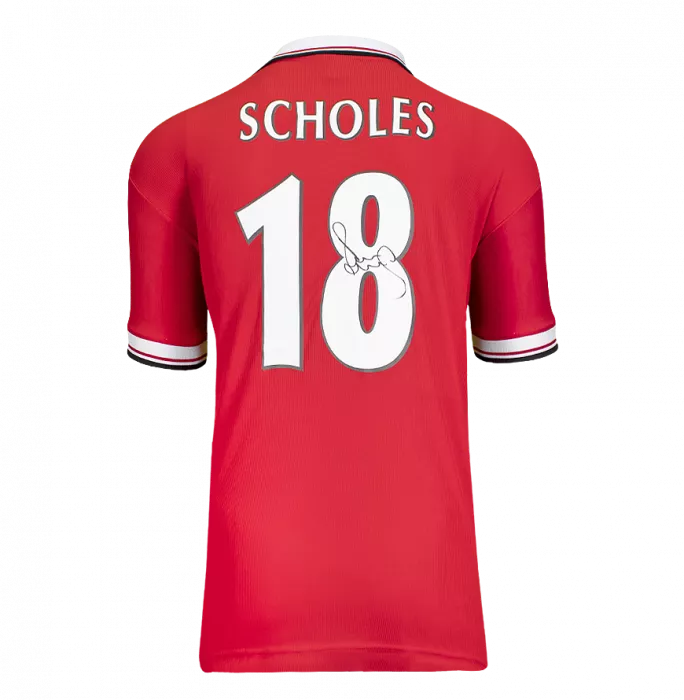 Icons Paul Scholes Official UEFA Champions League Back Signed And Hero Framed 1999 Manchester United Home Shirt: Premier League Edition