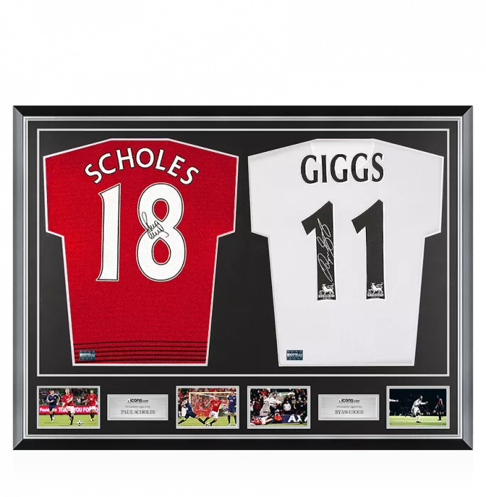 icons Paul Scholes & Ryan Giggs Signed Manchester United Shirts In Classic Dual Frame