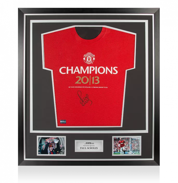 Icons Paul Scholes Signed Manchester United Shirt In Classic Frame: 20 Times Champions