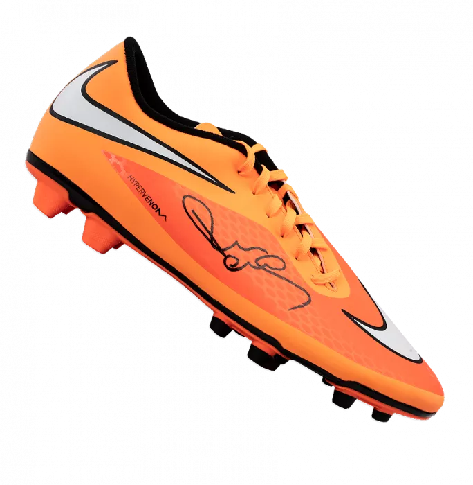 Icons Paul Scholes Signed Orange Nike Hypervenom Boot In Acrylic Case