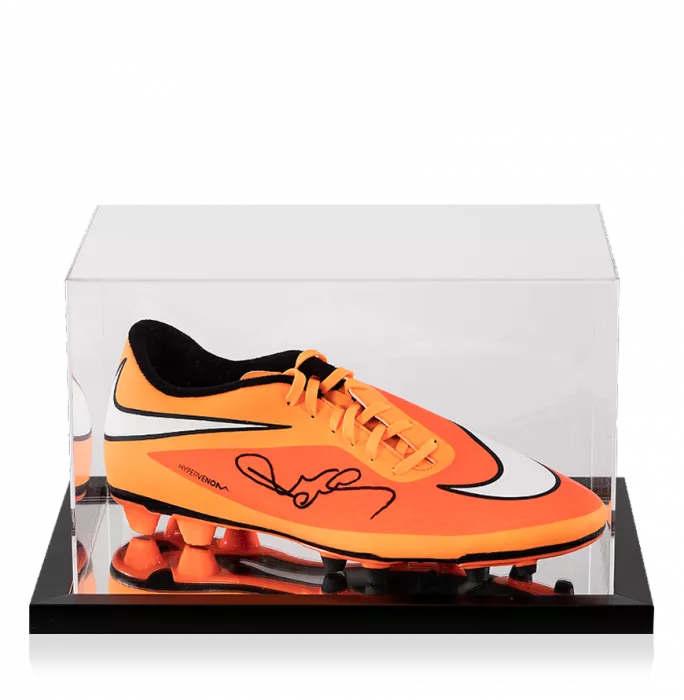 Icons Paul Scholes Signed Orange Nike Hypervenom Boot In Acrylic Case