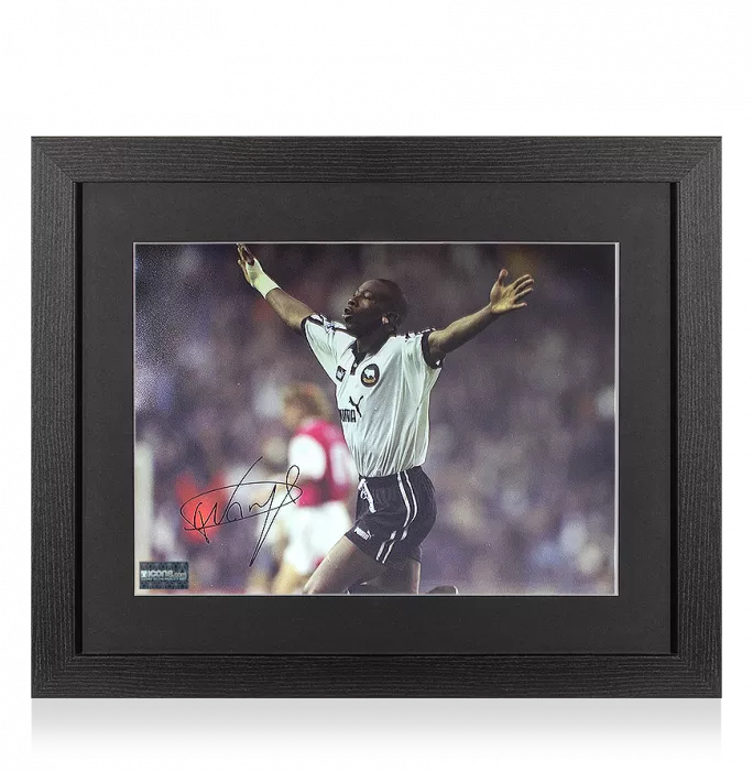 icons Paulo Wanchope Signed Derby County Photo In Black Wooden Frame: Goal vs Arsenal