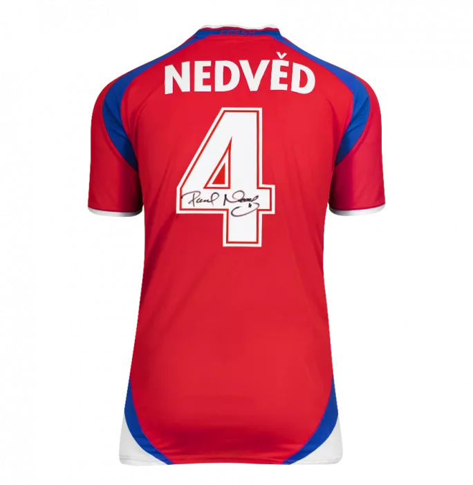 Icons Pavel Nedved Back Signed Czech Republic 2000-02 Home Shirt In Deluxe Packaging