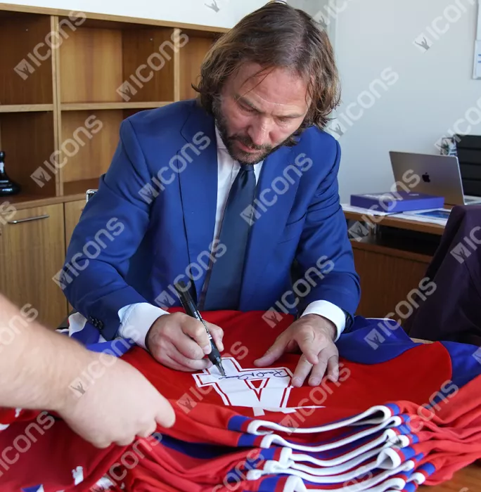Icons Pavel Nedved Back Signed Czech Republic 2000-02 Home Shirt In Deluxe Packaging