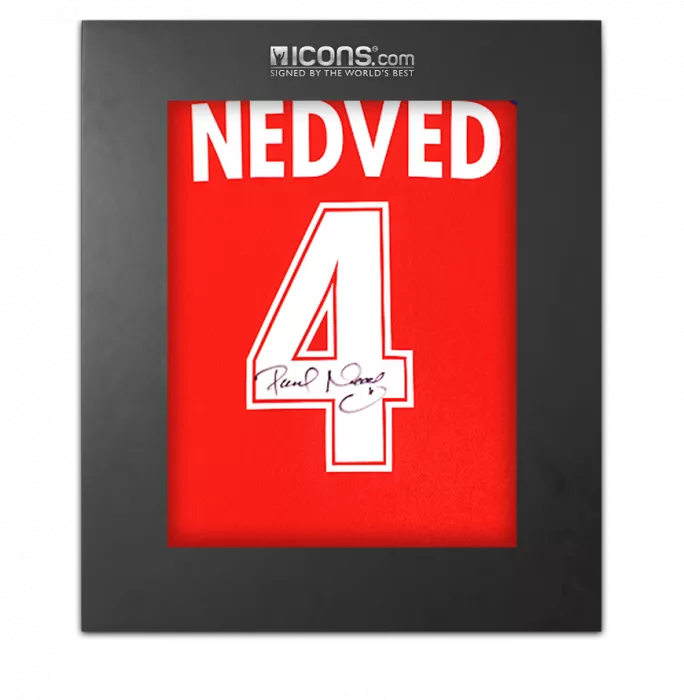 icons Pavel Nedved Back Signed Czech Republic 2000-02 Home Shirt In Deluxe Packaging