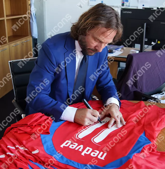 Icons Pavel Nedved Back Signed Czech Republic 2006-08 Shirt In Deluxe Packaging