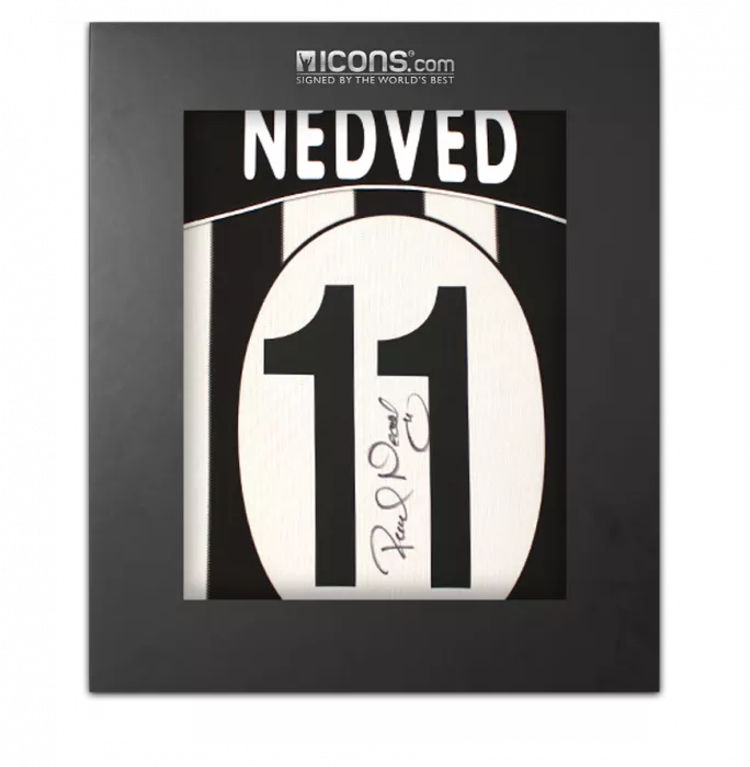 icons Pavel Nedved Back Signed Juventus 2002-03 Home Shirt In Deluxe Packaging