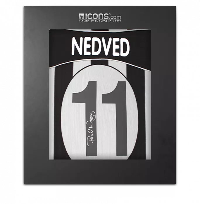 icons Pavel Nedved Back Signed Juventus 2002-03 Home Shirt with Fan Style Numbers In Deluxe Packaging