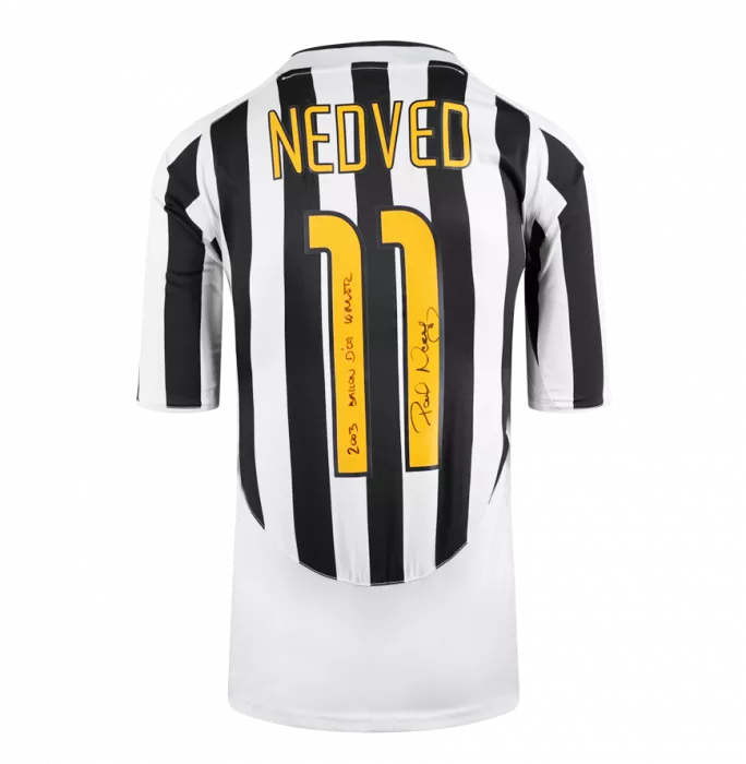 Icons Pavel Nedved Back Signed Juventus 2003-04 Home Shirt - "2003 Ballon D'Or Winner" Inscription In Hero Frame: Option 1
