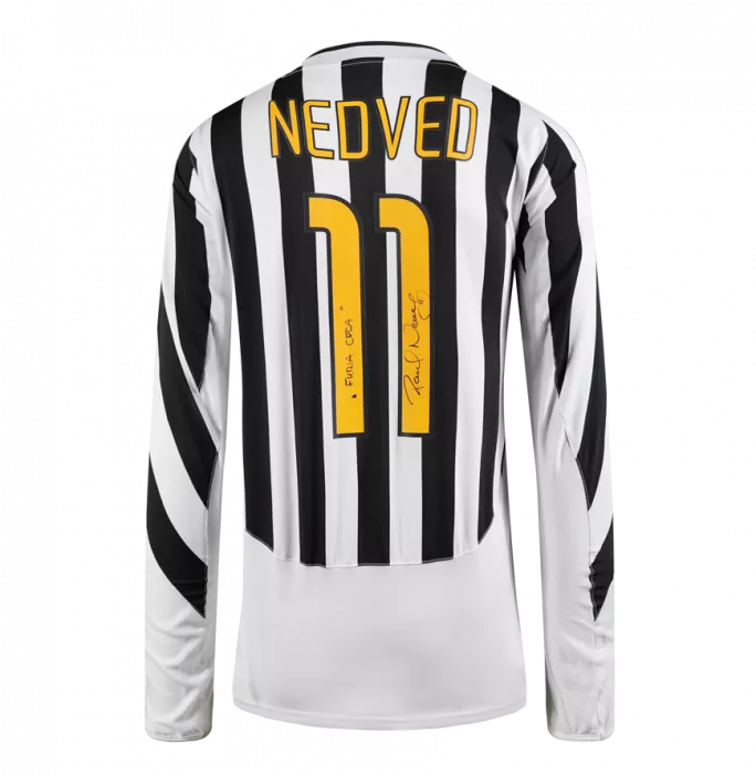 Icons Pavel Nedved Back Signed Juventus 2003-04 Home Shirt - Furia Ceca Inscription In Hero Frame: Option 1